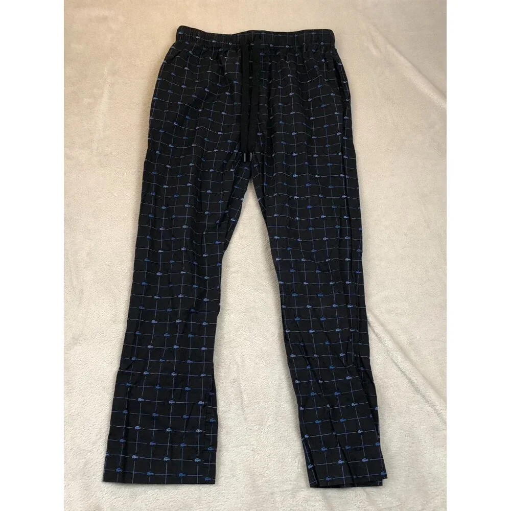 Lacoste Mens Pajama Pants Sleepwear Small Black Pull On Loungewear
